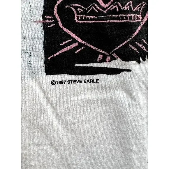 Winterland Steve Earle El Corazon Tour Vintage 1997 White T-Shirt Size XL - Picture 4 of 4